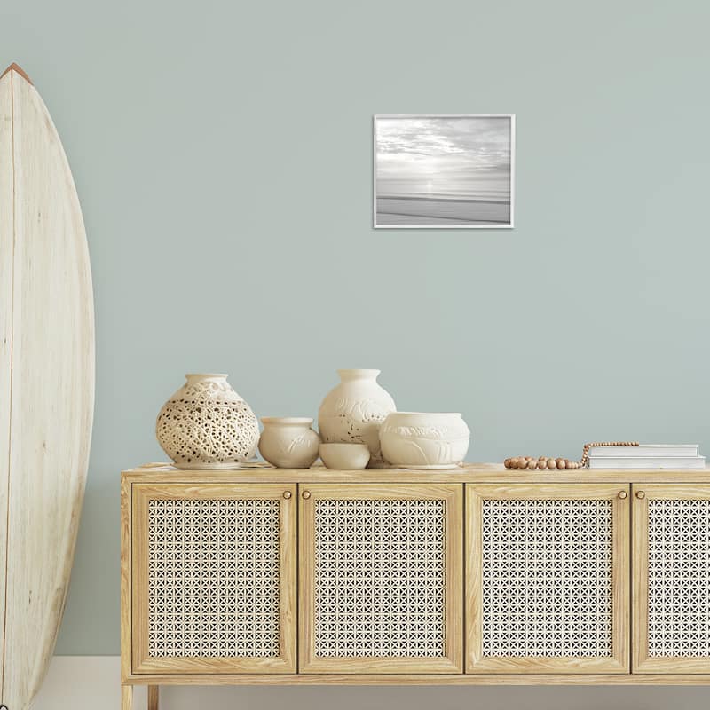 Stupell Soft Serene Beach Reflection Framed Giclee Art Design By Maggie Olsen