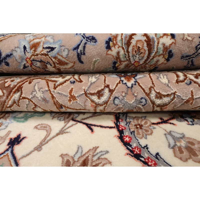 8'3''x10 Hand Knotted Wool Ivory Isfahan Traditional Area Rug - 8' 3'' x 10'