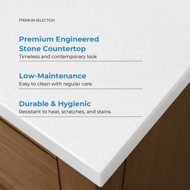 Diya Undermount Single Sink Bathroom Vanity with White Engineered Marble Top