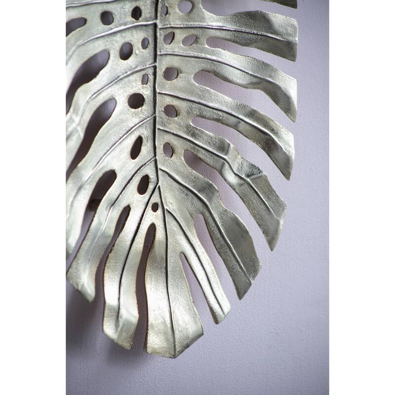 Modern Monstera Leaf Metal Wall Decor Home Decorative Plate with Bright Gold for Living Room Entrance Wall