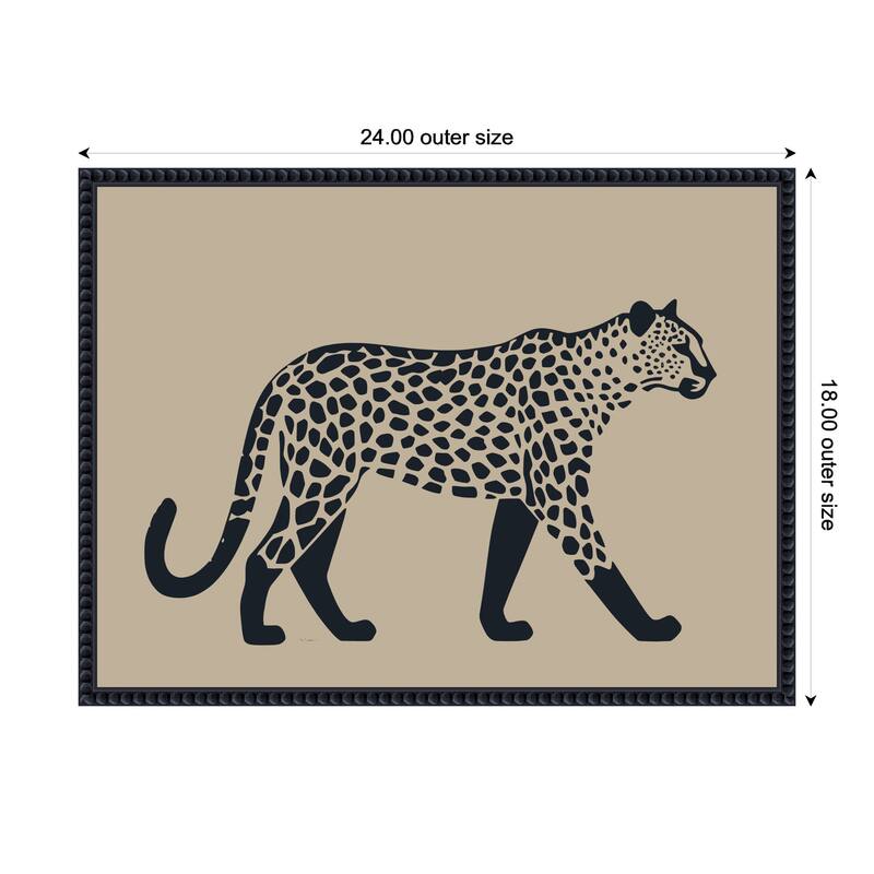 Kate and Laurel Modern Linocut Leopard 2 by The Creative Bunch Studio Framed Canvas Wall Art Print