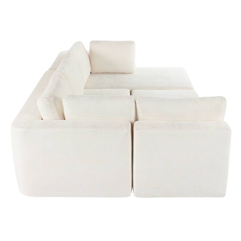 106.5" Polyester Modular Sectional Sofa with Anti-Wrinkle Chenille & Pocket Springs