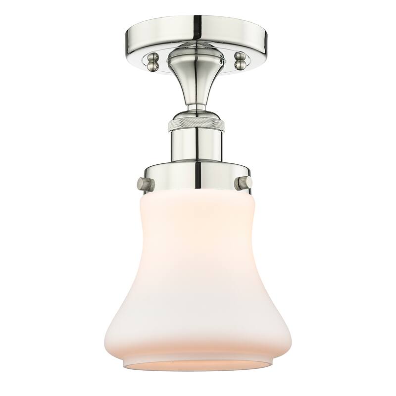 Innovations Lighting Bellmont - 1 Light 7" Semi-Flush Mount - Polished Nickel/Matte White