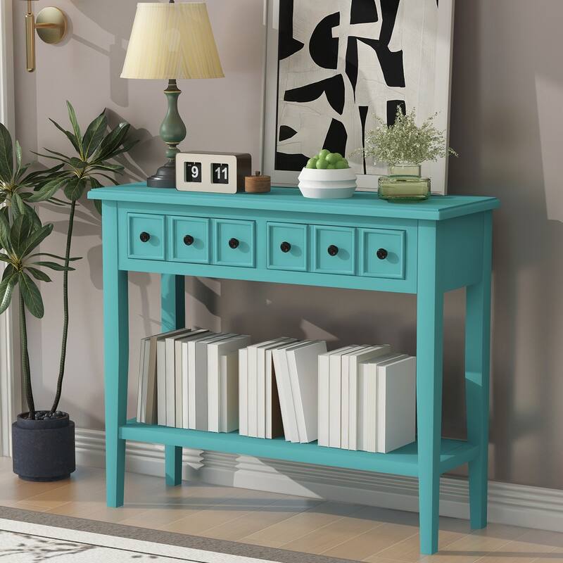 Entryway Table with 2 Drawers(Teal)