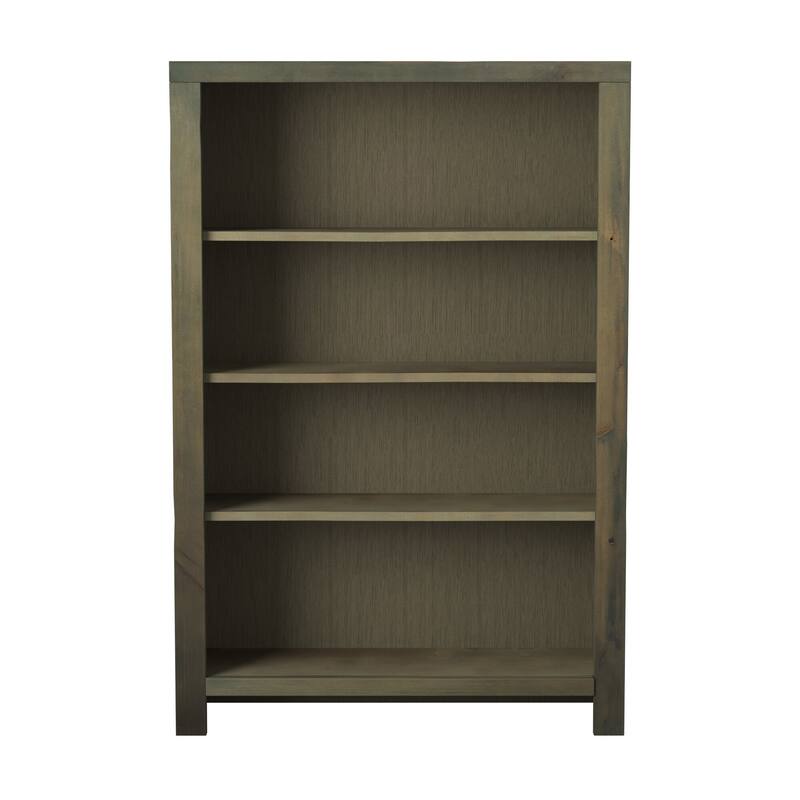 Bridgevine Home Joshua Creek 48 inch high 4-shelf Bookcase, No Assembly Required, Barnwood Finish