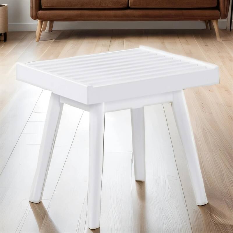 19" Wood Slatted Bench with Tapered Legs
