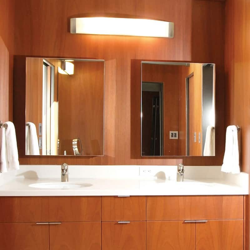 Algiers 37-inch Satin Nickel LED Vanity, Linen Acrylic Shade - Satin Nickel