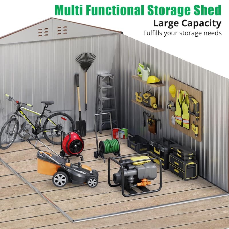 Outdoor Storage Shed, with Sloped Roof & Lockable Door
