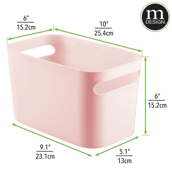 mDesign Deep Plastic Bath Storage Bin with Handles 10 X 6 Bed Bath