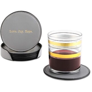 Love Joy Hope Faux Leather Coasters with Holder for Home Housewarming ...
