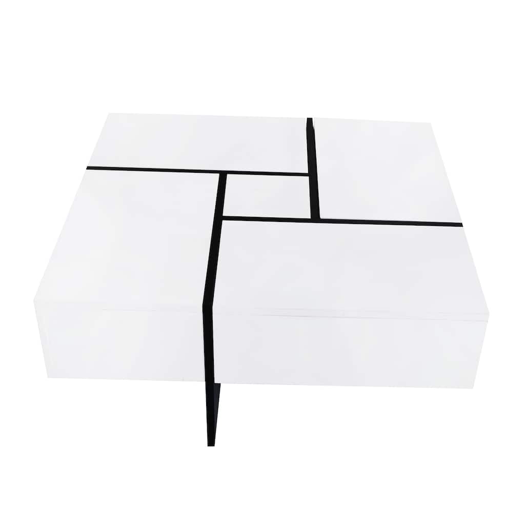 Coffee Table Extendable Coffee Table With 4 Hidden Storage Compartments Square Center Cocktail Table With Sliding Tabletop