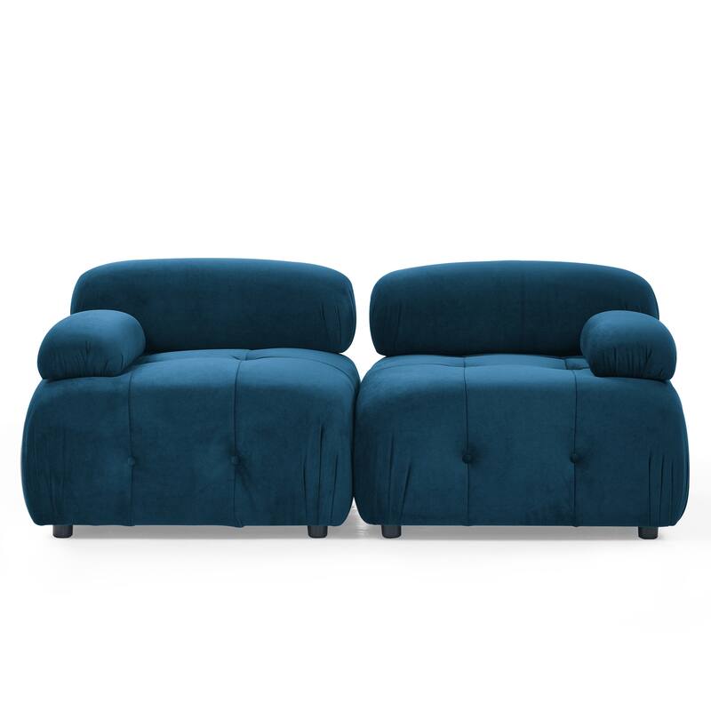 93" Velvet Modular Sectional Sofa with Button Tufted Design, Reversible Ottoman and DIY Combination