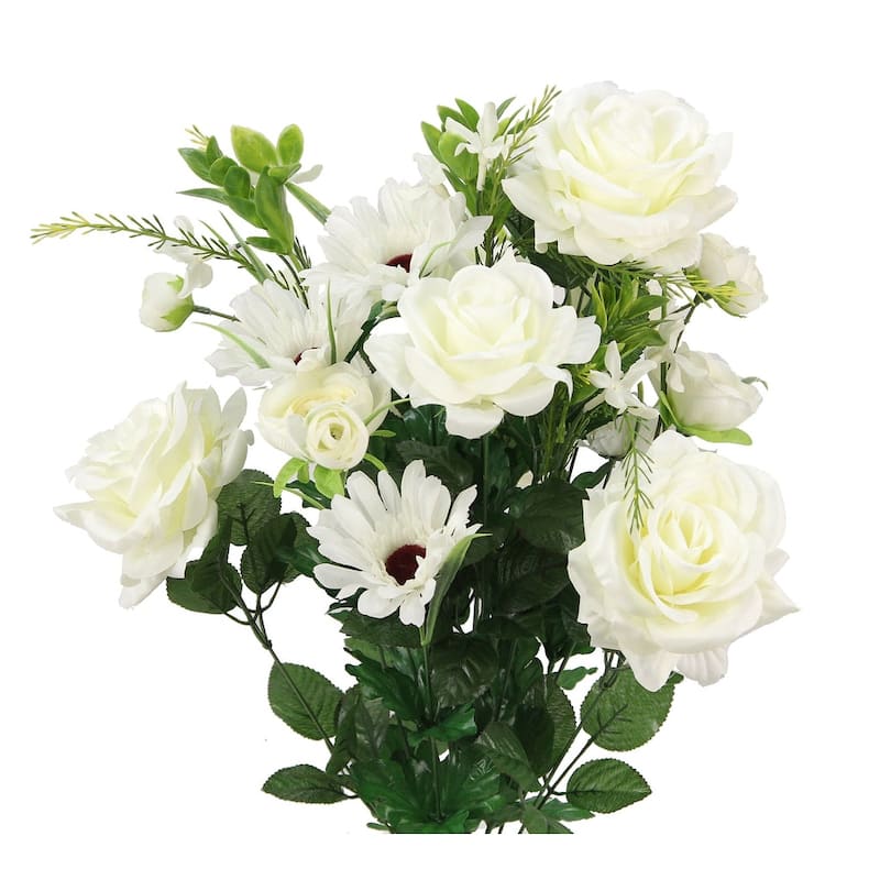 Artificial Rose G. Daisy Ranunculus Mixed Flower Bush