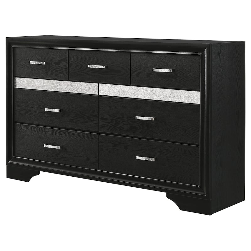 Miranda 7-drawer Dresser with Mirror Black