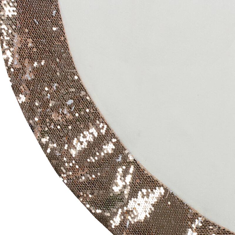48" Rose Gold and White Reversible Sequin Trim Christmas Tree Skirt - 48