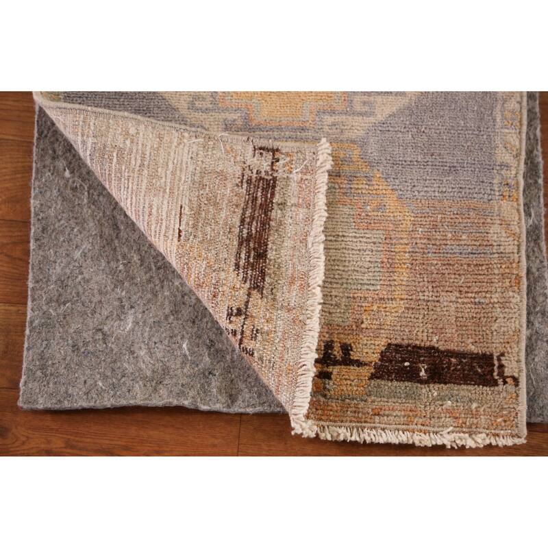 Hand Knotted Oriental 100% Wool Carpet Transitional Geometric Beige & Ivories Anatolian Area Rug - 2' 9'' X 1' 7''