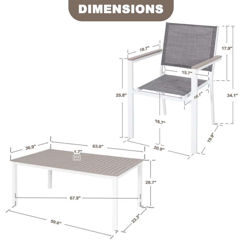 7-Piece Outdoor Dining Set with Umbrella Hole, Stackable Chairs