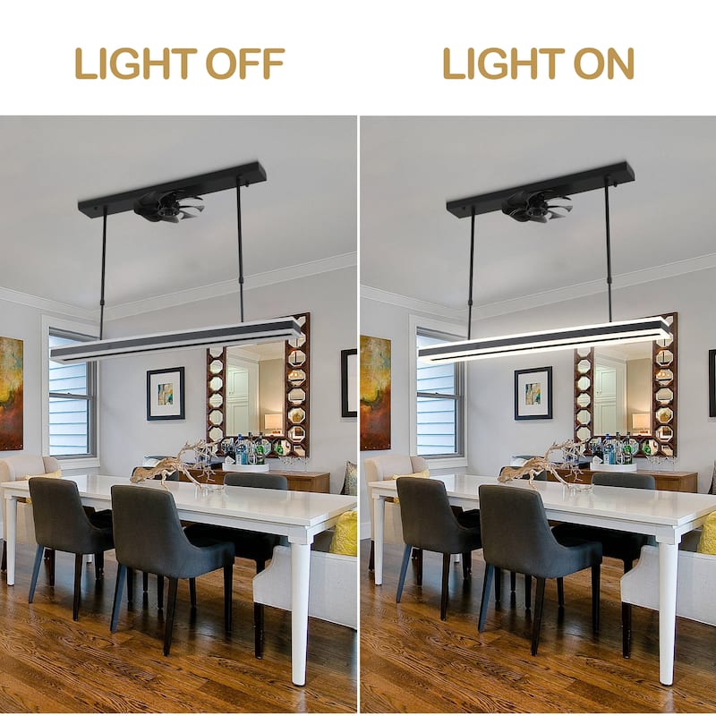 40" Modern LED Fan Light for Kitchen Island and Dinning Area, 3 Color Tone Dimmable LED Light with Quiet DC Ceiling Fan