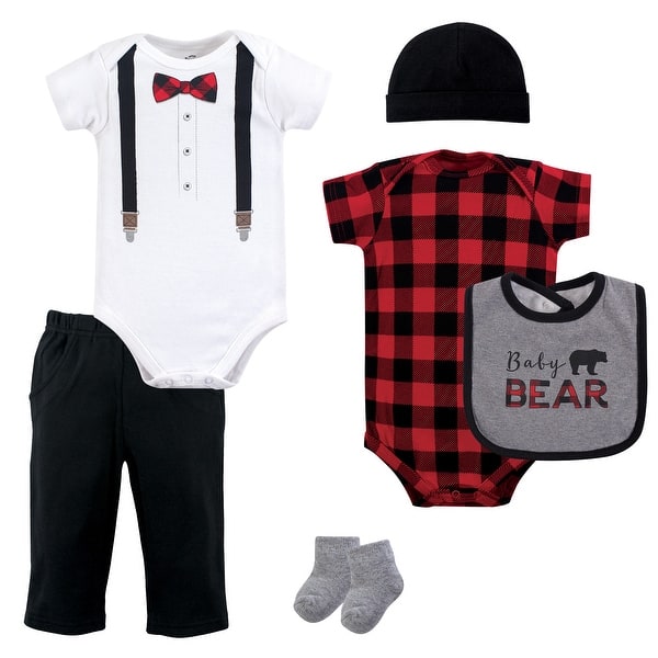 slide 1 of 1, Little Treasure Baby Boy Layette 6-Piece Set, Lumberjack Bow Tie 0-3 Months - Lumberjack Bow Tie