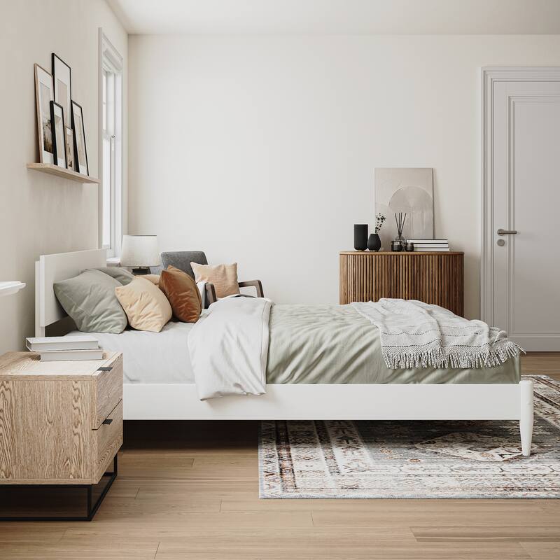 Aria Solid Wood Modern Low Profile Platform Bed