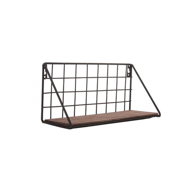 Foreside Home Garden Small Black Wire Metal And Wood Hanging Wall Shelf Overstock 25978668