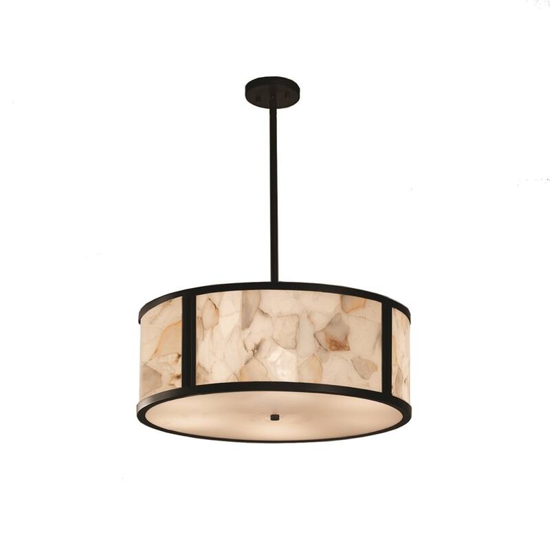 Justice Design Alabaster Rocks Tribeca 6-light Matte Black Pendant - Matte Black, Off-White