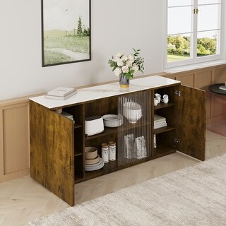 Accent Cabinet Buffet Sideboard Display Case, Black Brown - Bed Bath ...