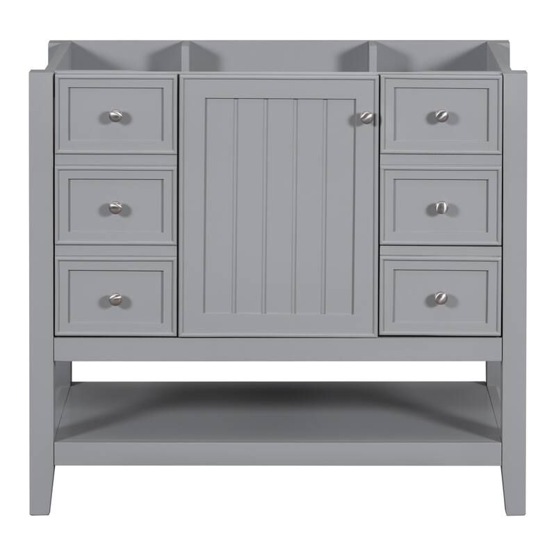 36" Blue Bathroom Vanity Cabinet, Three Drawers, One Cabinet, Open Shelf, Freestanding Design