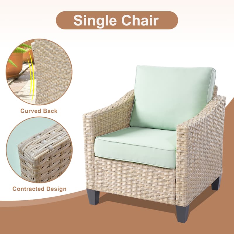 HOOOWOOO 9-piece Wicker Rattan Outdoor Furniture Set Swivel Rocking Chair Set