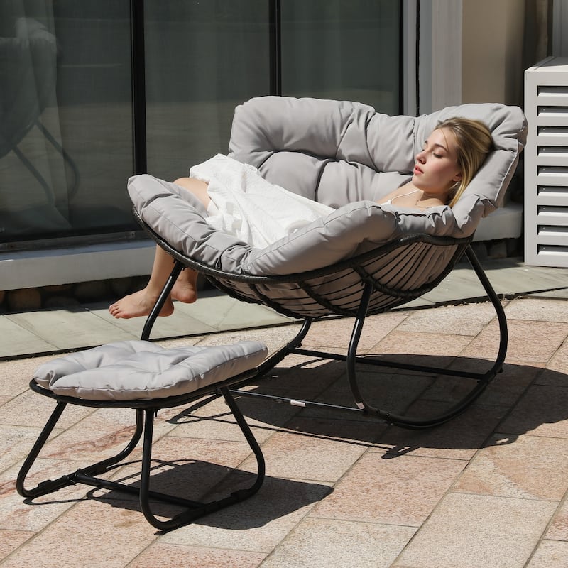 Patio Rocking Chair with Ottoman