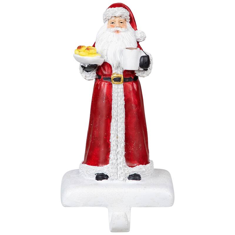 7" Santa with Cookies and Hot Cocoa Christmas Stocking Holder