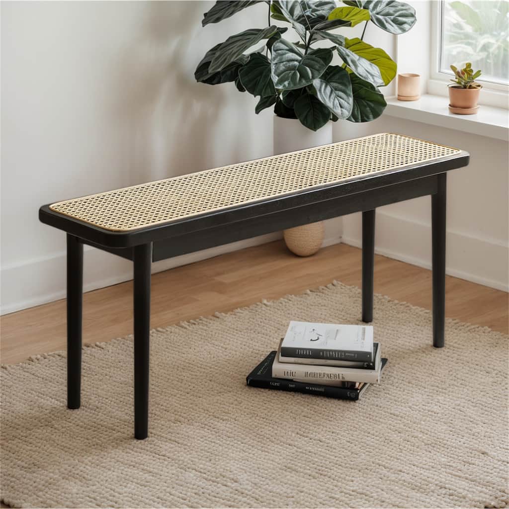 Modern Solid Oak Wood Dining Bench for Bedroom, Entryway, Living Room