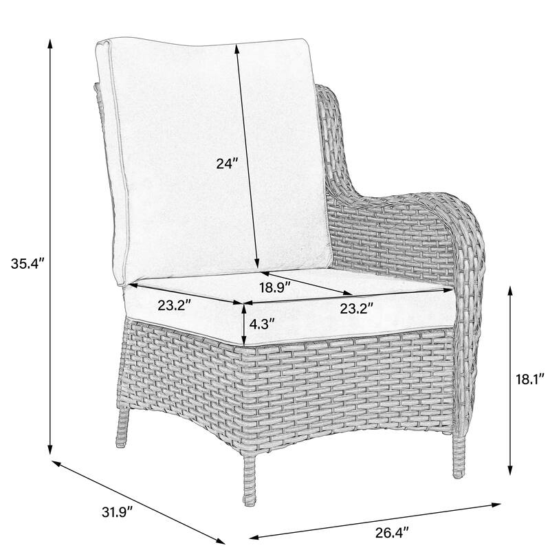 Outdoor 8-Piece Rattan Wicker Patio Furniture Sectional Sofa Set