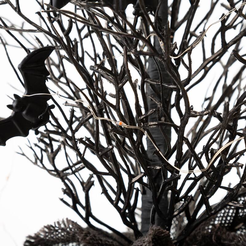 Glitzhome 20"H Halloween Lighted Bats Table Tree Decor - Black