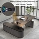 preview thumbnail 3 of 11, Reversible L-Shaped Adjustable Height Executive Standing Desk with Oval Storage Cabinet
