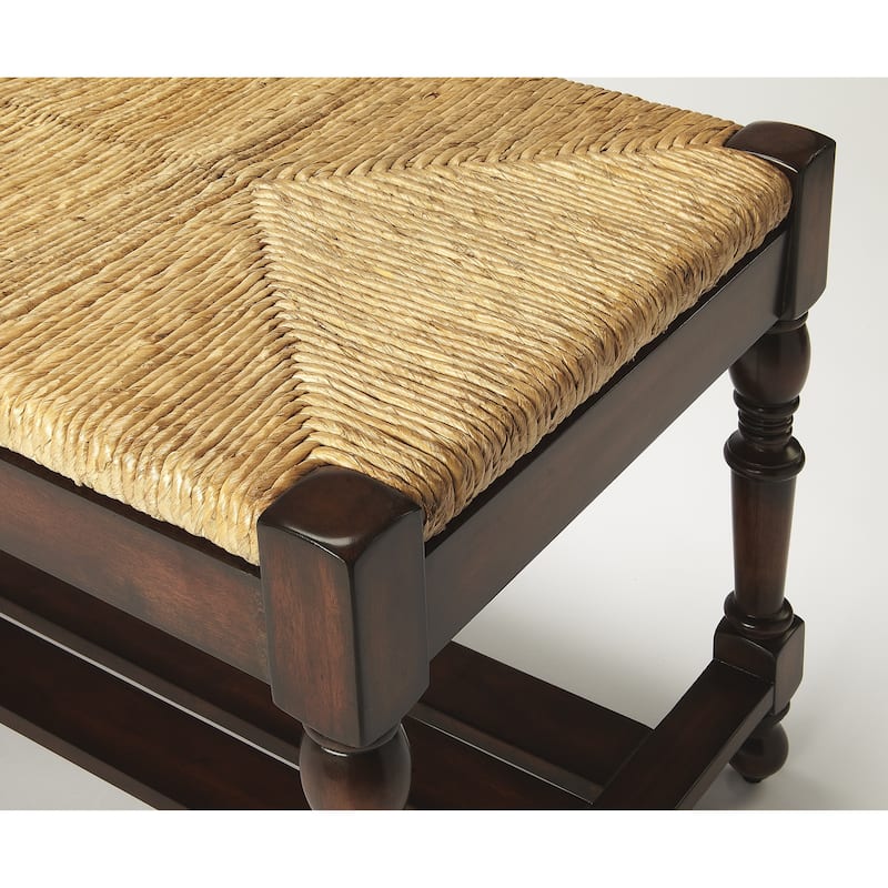 Butler Heritage Wood Bench with Woven Rope Seat