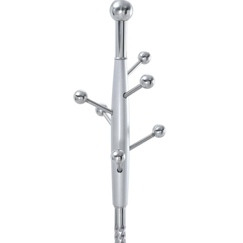 Roomfitters Tall Stainless Steel Coat Rack with Solid Wood Base, 72" Entryway Hanger with Detachable Stand