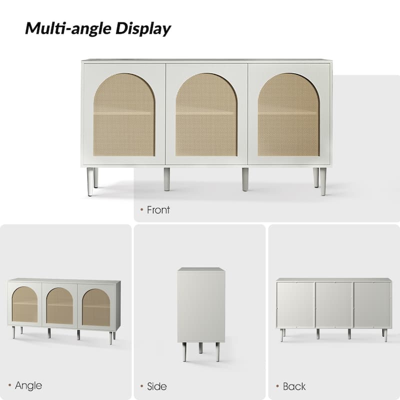 Ulysses Farmhouse Storage Rattan Sideboard with Adjustable Shelves by HULALA HOME