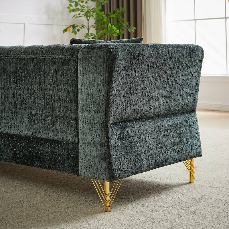 81.5" Chenille L-Shaped Sectional Sofa, 5-Seater Corner Couch with 3 Cushions