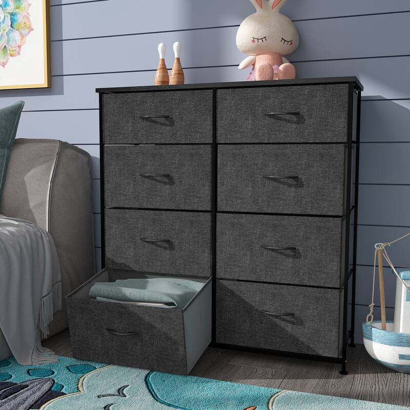 Modern Wide Dresser Storage Tower with 8 Drawers