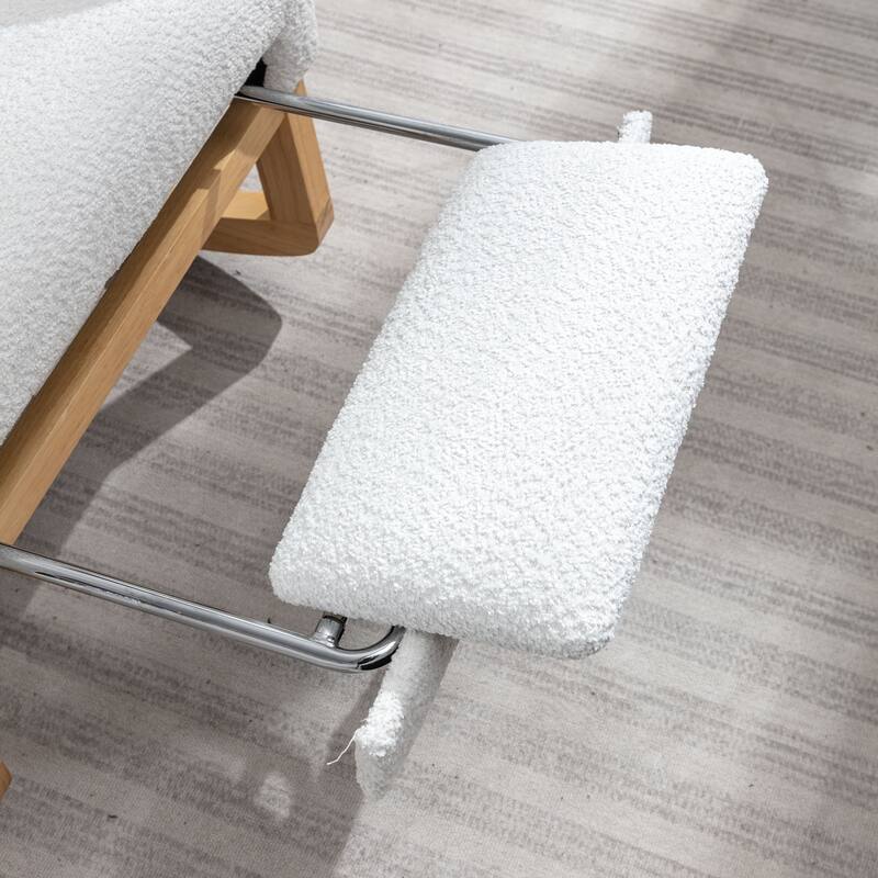 High-Back Rocking Chair with Footrest and Storage Pocket (Rubber Wood Base)