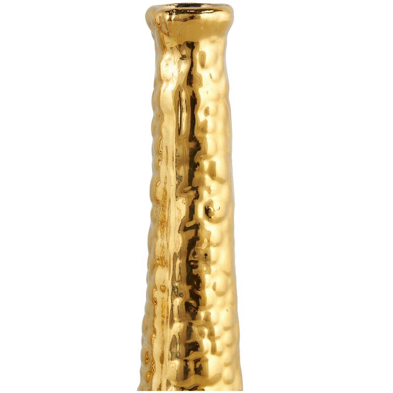 CosmoLiving by Cosmopolitan Sleek Ceramic Glam Vase with Varying Patterns (Set of 3) - Silver, Gold, Dark Blue, White