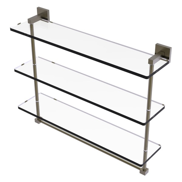 Waverly Place 16 Inch Glass Vanity Shelf with Integrated Towel Bar 