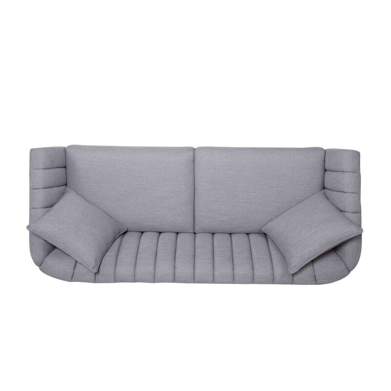 Grey Fabric 3-SEATER SOFA with Contemporary Design and Accent Pillows