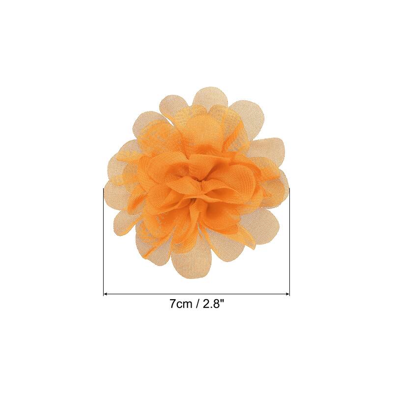 10Pcs Chiffon Flowers Fabric Flower Sewing Fabric Appliques - Orange - 2.8"
