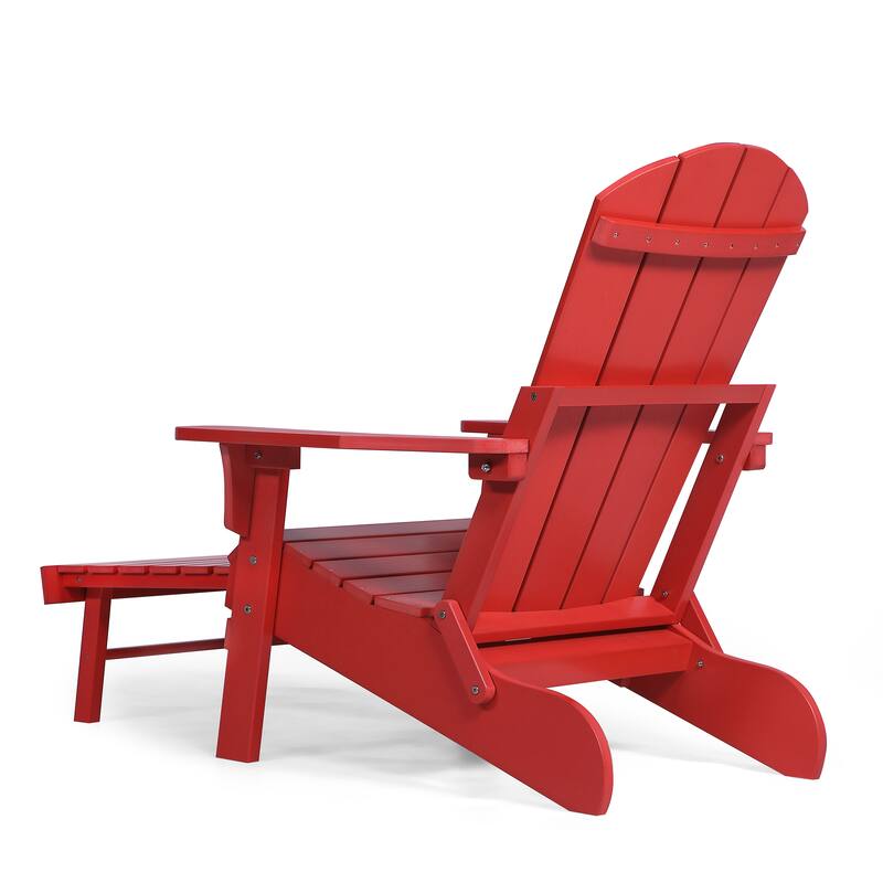 Hurley Folding Poly Plastic Adirondack Chair with Pull-out Ottoman