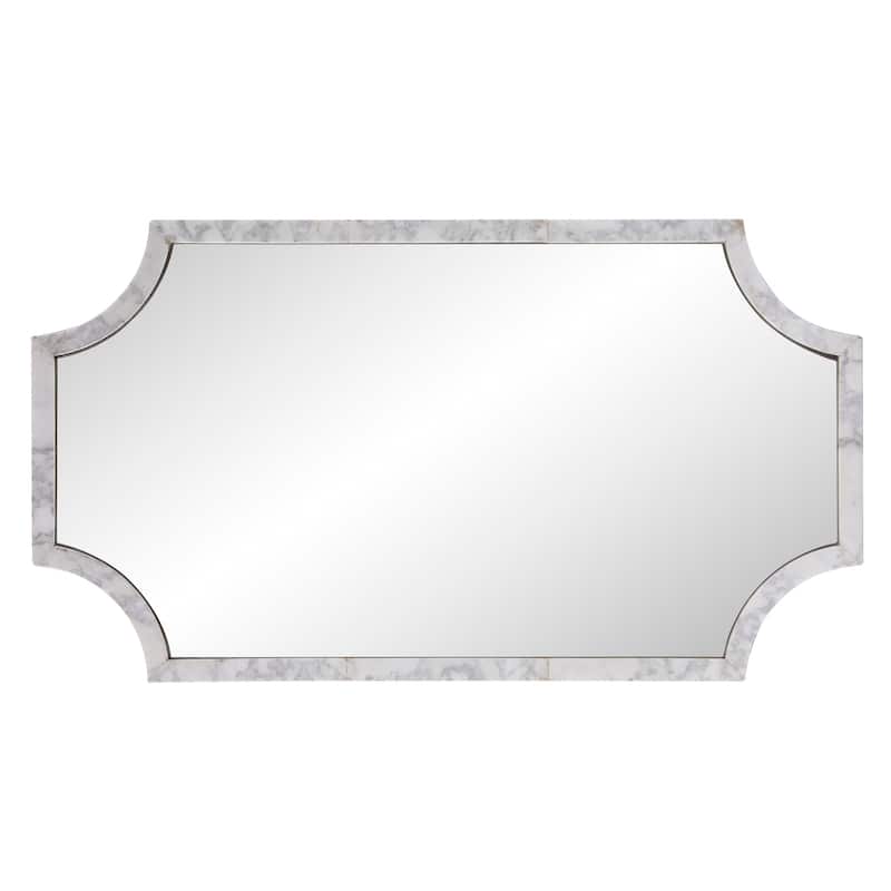 Allan Andrews Rectangular Wall Mirror with Scalloped White Marble Frame - 36"H x 20"W