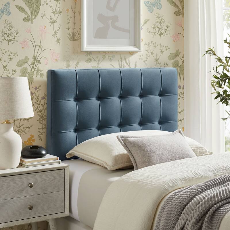 Lily Biscuit Tufted Performance Velvet Headboard - Cadet Blue - Twin