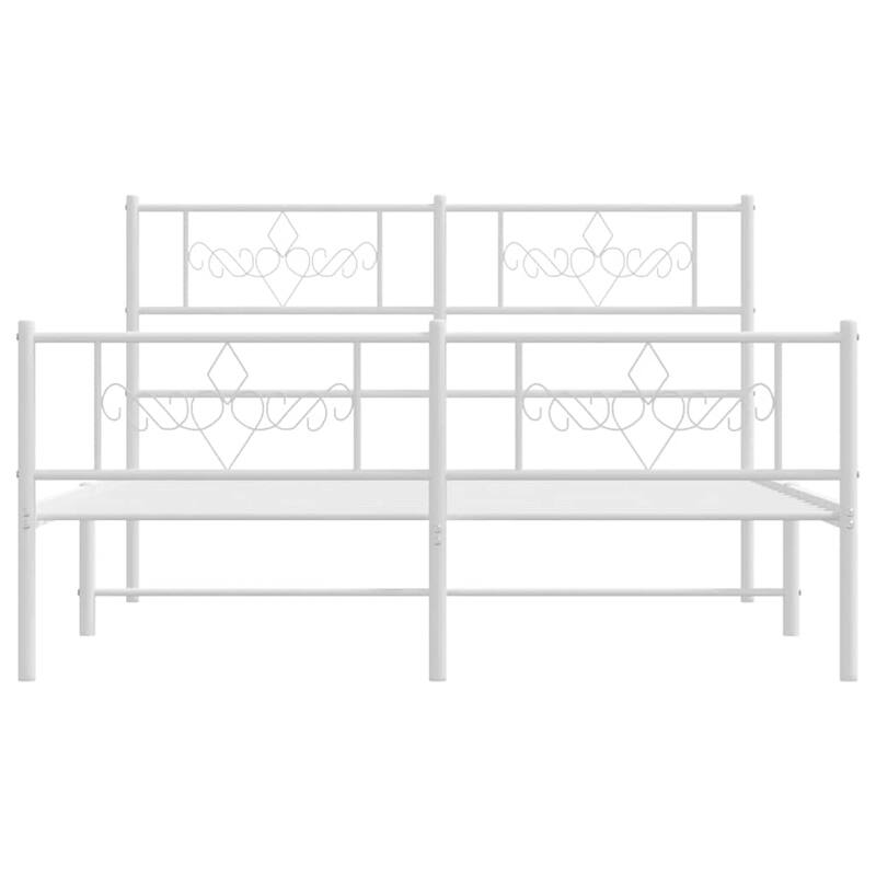vidaXL 12 Inches White Queen Metal Bed Frame No Mattress - 81.5" x 61.4" x 35.4"