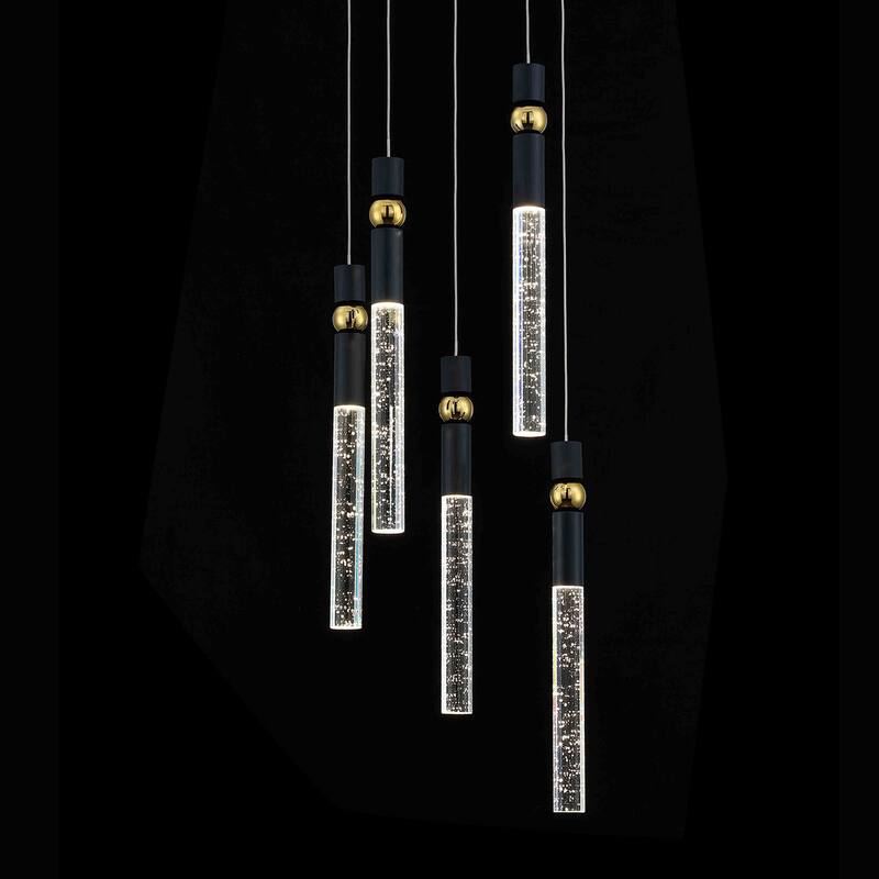 5-Light LED Crystal Pendant Light Fixture for Kitchen Island